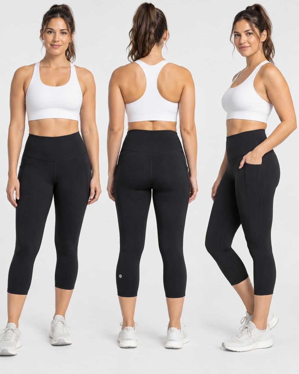 Lululemon Leggings Women 10 Black High Rise Crop 23” Inseam Side Pockets